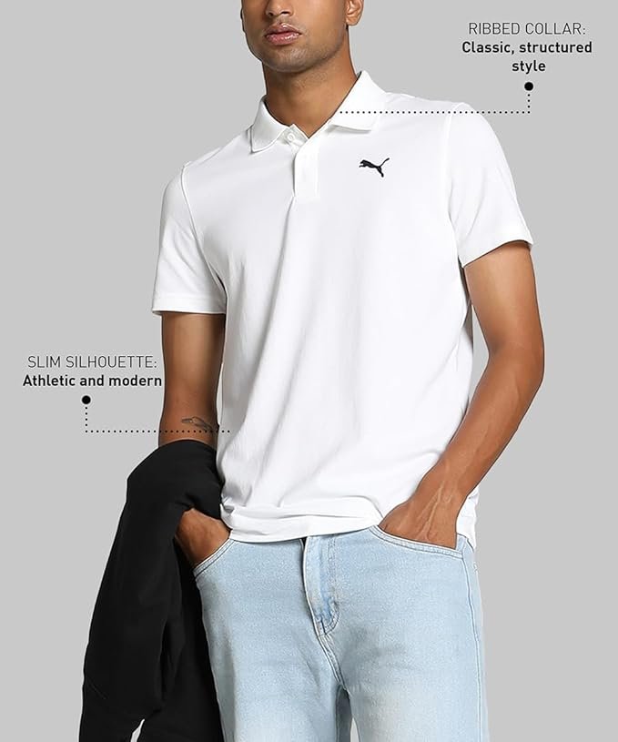 Puma Men's Solid Slim Fit Cotton Essential Polo T-Shirt for Regular wear - Image 4